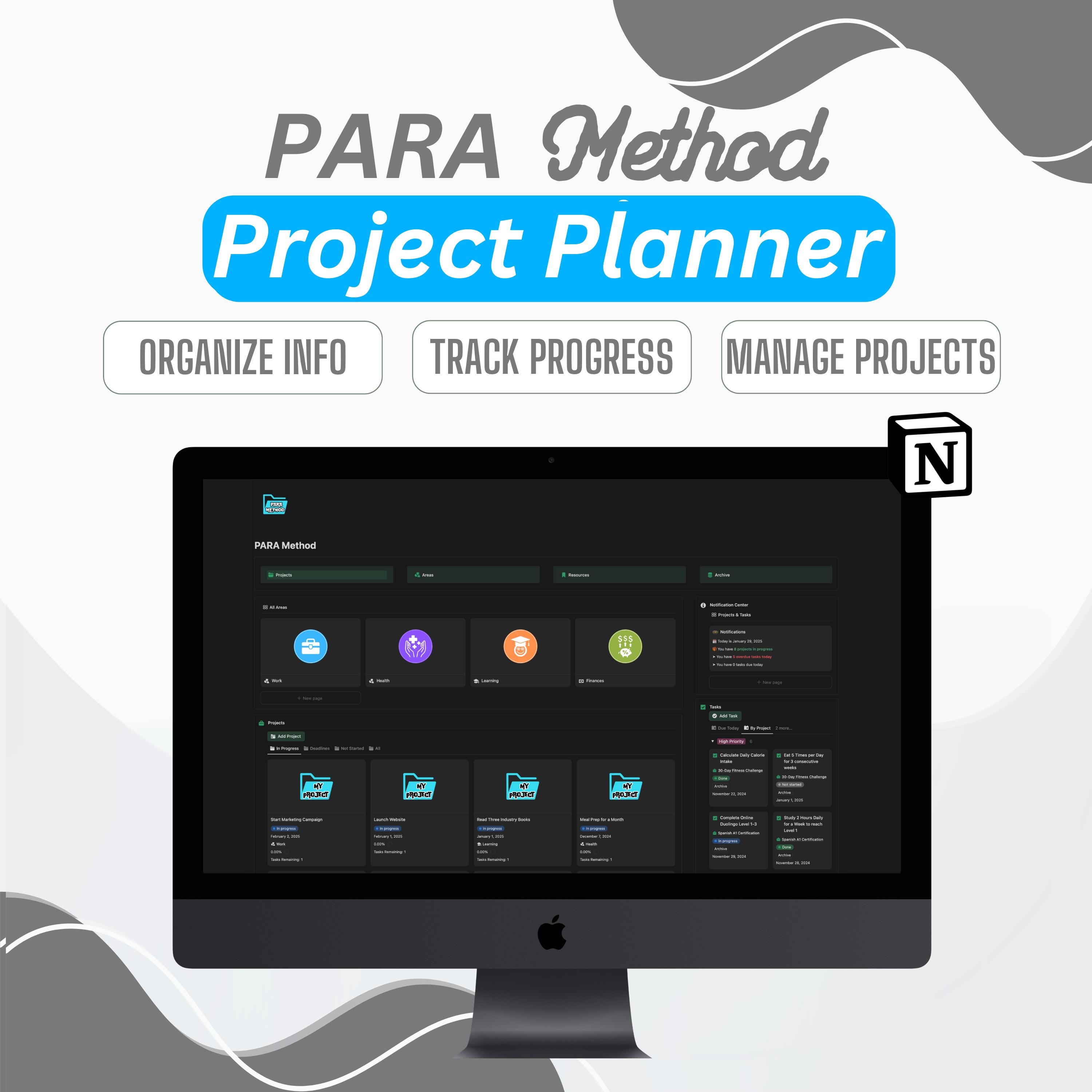 Para Method Example Project List The PARA Method Notion Template for Organising Your Life - Etsy