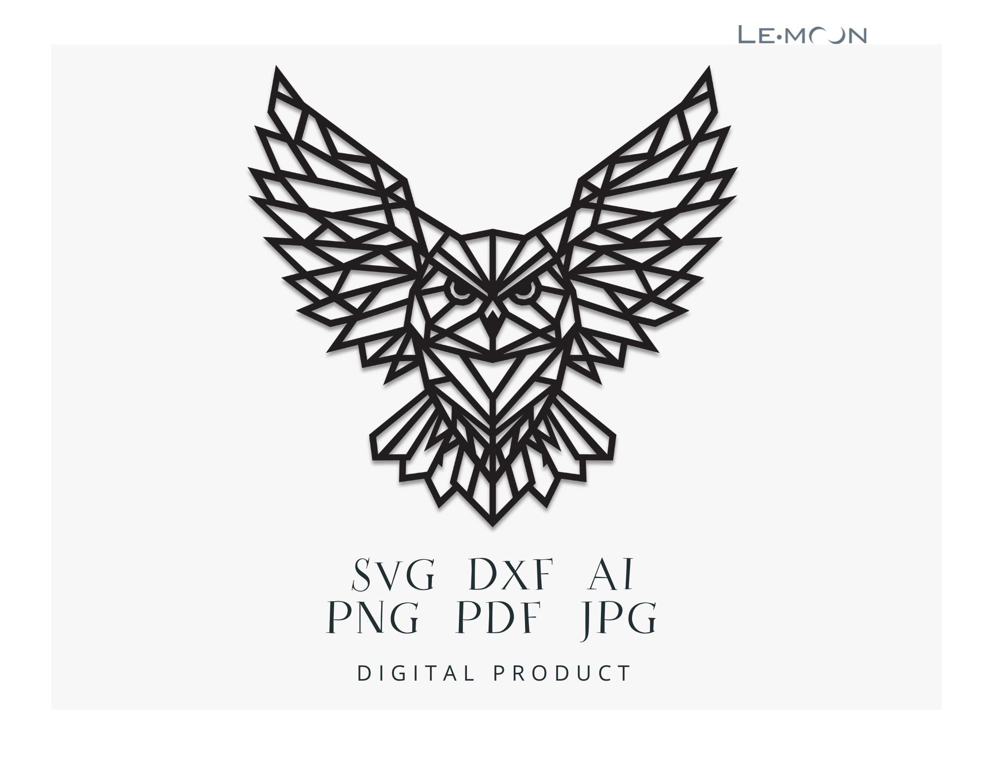 Geometric owl | Laser Cut SVG|DXF|Ai|PNG File | Metal Art, Engraving Decal, Silhouette Template | D