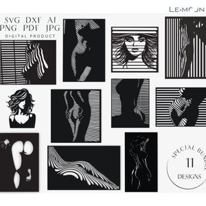 Bündel Sexy Girl, Laser Cut SVG|DXF|AI Datei | Metal Art Wandkunst, Gravur Aufkleber, Silhouette-Vorlage | Digitale Vektorgrafik zum sofortigen Download