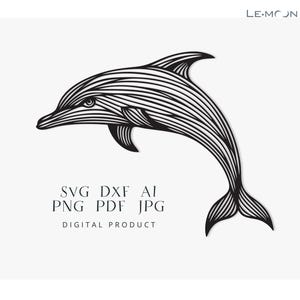 Geometric dolphin, Laser Cut SVG|DXF File | Metal Art Wall Art, Engraving Decal, Silhouette Template | Digital Vector for Instant Download
