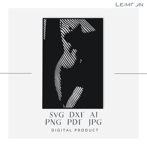 Sexy Lady 2 Laser Schnitt SVG|DXF|Ai|CDR|Png Datei | Metal Art Wandkunst, Gravur Aufkleber Silhouette Vorlage, Digitaler Vektor zum sofortigen Download