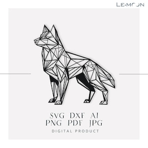Geometrischer Hund, Laser geschnitten SVG|DXF|CDR Datei | Metal Art Wandkunst, Gravur Aufkleber, Silhouette-Vorlage | Digitale Vektorgrafik zum sofortigen Download