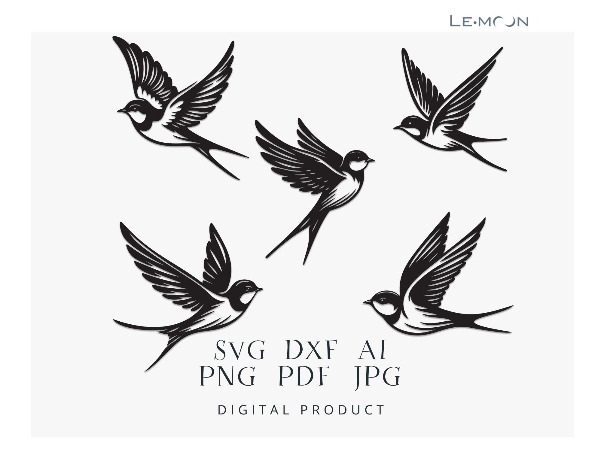 Swallows Dxf File - Etsy