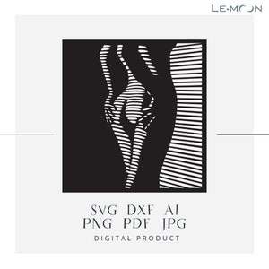 Chica sexy / Mujer desnuda / Dama Archivo SVG/DXF/Ai/CDR cortado con láser / Arte de pared de metal, plantilla de silueta / Vector digital para descarga instantánea