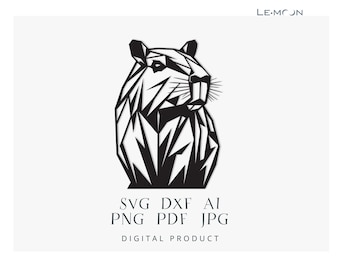 Capybara géométrique, fichier SVG | DXF découpé au laser | Art mural en métal, décalcomanie à graver, modèle Silhouette | Vecteur numérique pour téléchargement immédiat