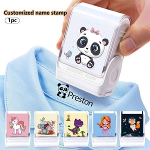 Timbro personalizzato con nome per abbigliamento con simpatici animali, timbro impermeabile, timbro per etichetta scolastica, timbro per tessuto, timbro per asilo nido, timbro con logo, timbro per bambini