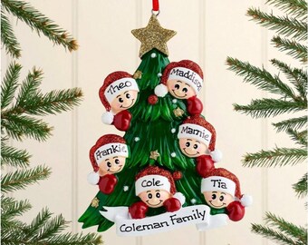 Personaliszd Family Christmas Tree Ornament – Custom Family Name & Individual Names – Handmade Keepsake Holiday Decoration