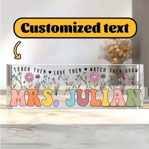 Custom Teacher Name Acrylic Sign, Back to School Teacher Gift, Personalized Teacher Gifts, Teacher Desk Name Plate, Classroom Decor, Sign