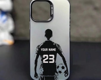 Personalisierte Fußball iPhone Hülle: Name & Wunschnummer, Fußball Geschenk