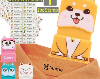 Custom Name Stamp + 100 Waterproof Clothing Stickers