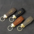 Personalized Faux Leather Keychain: Custom Initials Keyring product logo