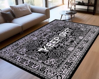Keep Off Rug, Dark Grey Modern Room Decor, Personalized Gift