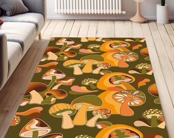 Alfombra de setas, increíble alfombra decorativa, alfombra plana, alfombra de regalo de setas, decoración de setas, alfombra floral de setas, alfombra de interior, alfombra de decoración para el hogar, alfombras para nerds