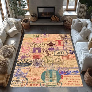 Étau, tapis, tapis de voyage, tapis de voyage, cadeau pour amateur de voyage, cadeau pour lui ou pour elle, décoration de voyage, tapis lavable, tapis du monde, tapis carte, tapis d'aventure