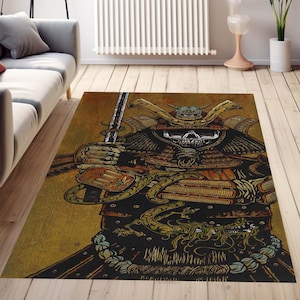 Japan Rug, Samurai Rug, Japan Themed Rug, Skull Rug