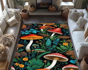 Pilz Teppich, Pilzteppich, Wohnzimmerteppich, 3D Teppich, Wohnkultur, Geschenkidee, Dekorativer Teppich, Design Teppich, Kunstteppich