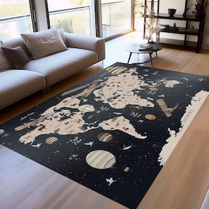 Wereldkaart met dieren Tapijten, educatieve kaarttapijten, kinderkaarttapijt, kindertapijt, kindertapijt, kinderkamertapijt, vloerkleed slaapkamer, vloerkleed voor binnen, cool tapijt,