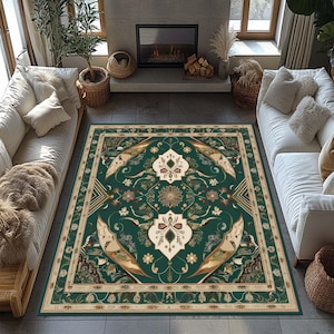 Bohemian Rug, Abstract Area Rug, Boho Carpet, Housewarming Gift, Maximalist Rug, Vintage Gift, Soft & Thin Rug, Washable Rug, Christmas Gift
