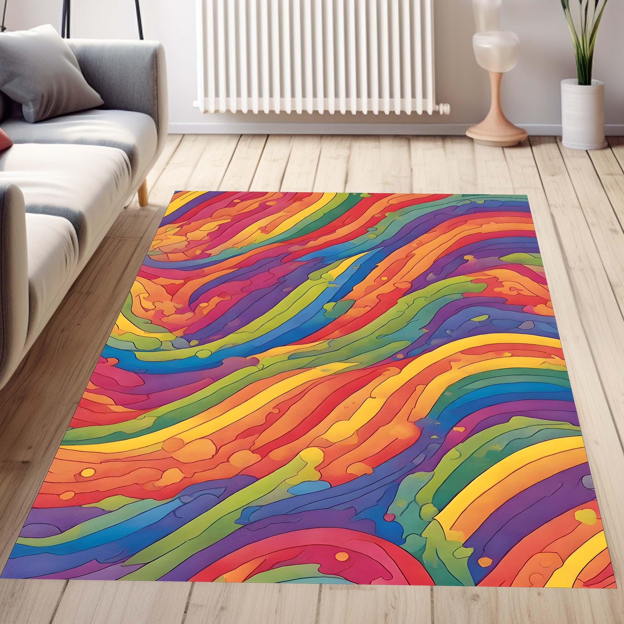 Colorful Rugs, Rainbow Rugs, Abstract Rug, Modern Rugs, Accent Rug ...