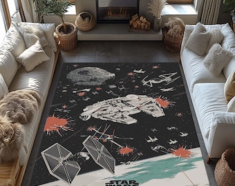 Starwars Rug, Darth Vader Rug, Movie Rug, Movie Room Decor, Rugs For Living Room, Home Decor Carpet, Gift Rug, Non Slip Rug, Soft Circle Rug