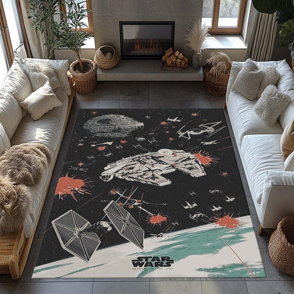 Starwars Rug, Darth Vader Rug, Movie Rug, Movie Room Decor, Rugs For Living Room, Home Decor Carpet, Gift Rug, Non Slip Rug, Soft Circle Rug