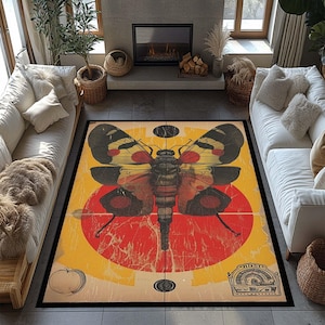 Butterfly Floral Area Rug, Vibrant Washable Living Room Carpet, Colorful Home Decor, Unique Gift for Nature Lovers Rug, Mat Rug