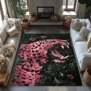Pink Tiger, Predator Rug, Leopard Print Rug, Cheetah Pattern Carpet, Living Room Rug, Animal Rug, Cool Rug, Salon Decor Rug,