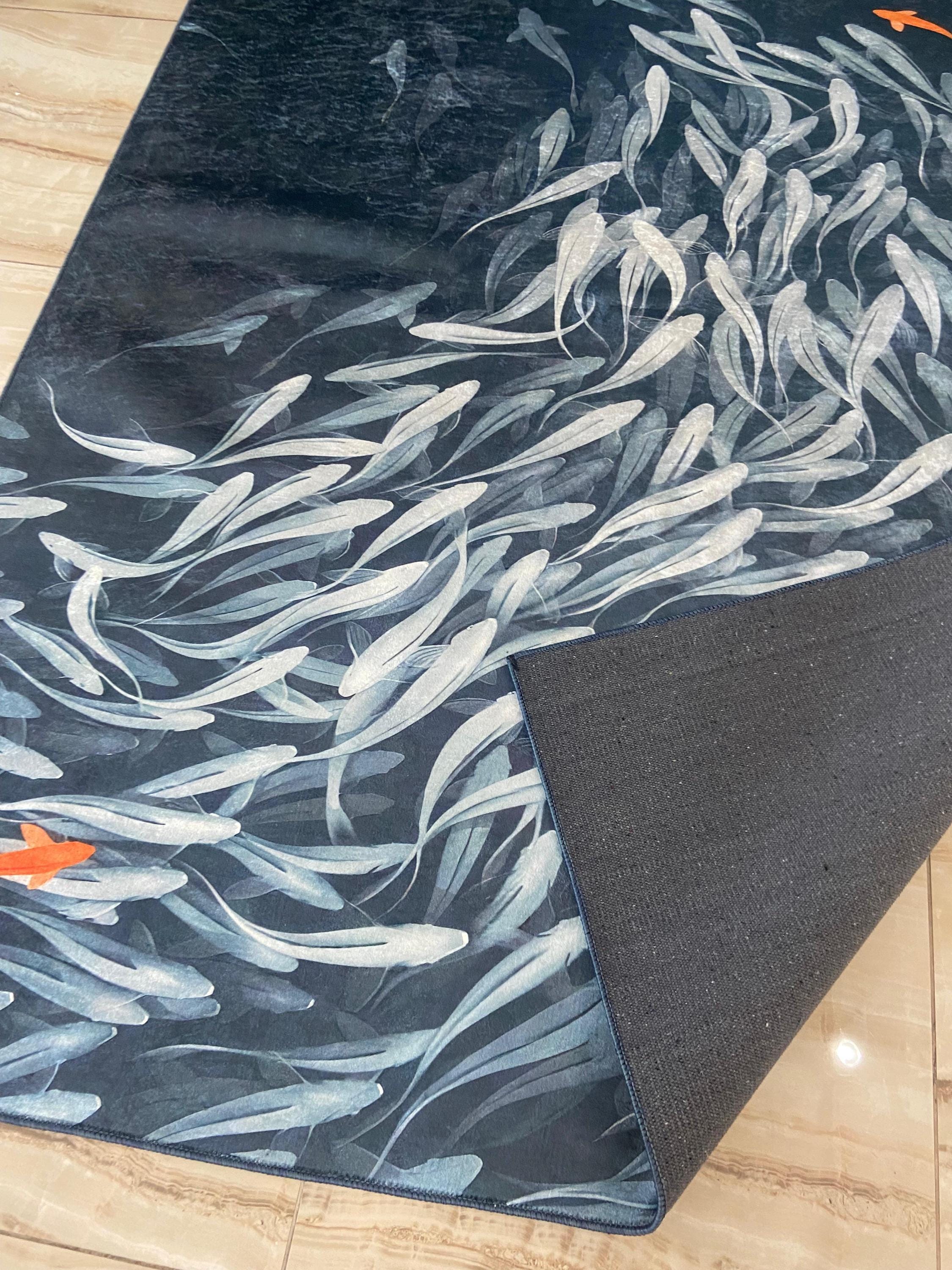 Fish Pattern Rug, Ocean-themed Carpet, Coastal Decorative Rug ...