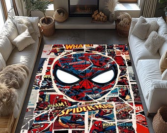 Spiderman Comics Cover Rug, Superhero Cartoon Comics Rug, Spiderman Rug, Comic Rugs, Spiderman Comic Area Rugs, Comic Book Rug