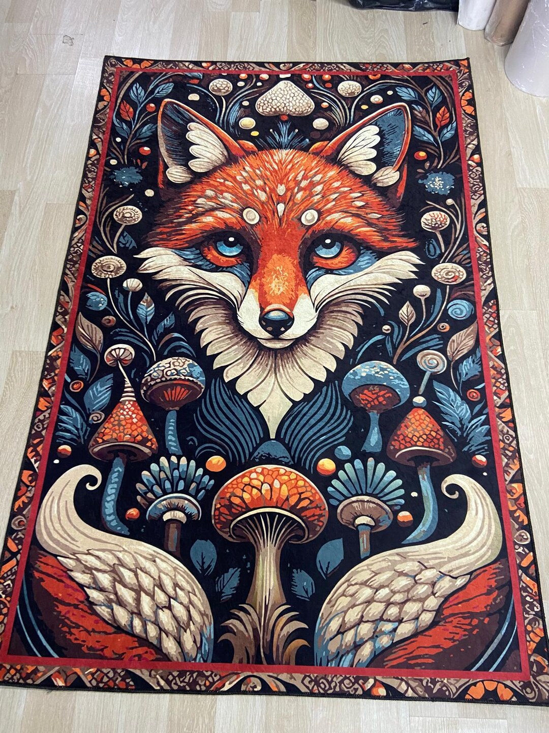 Texture Fox Hunt Rug Fox Rug, Natolian Themed Rug, Animal Rug, Cartoon Rug, Custom Rug ...