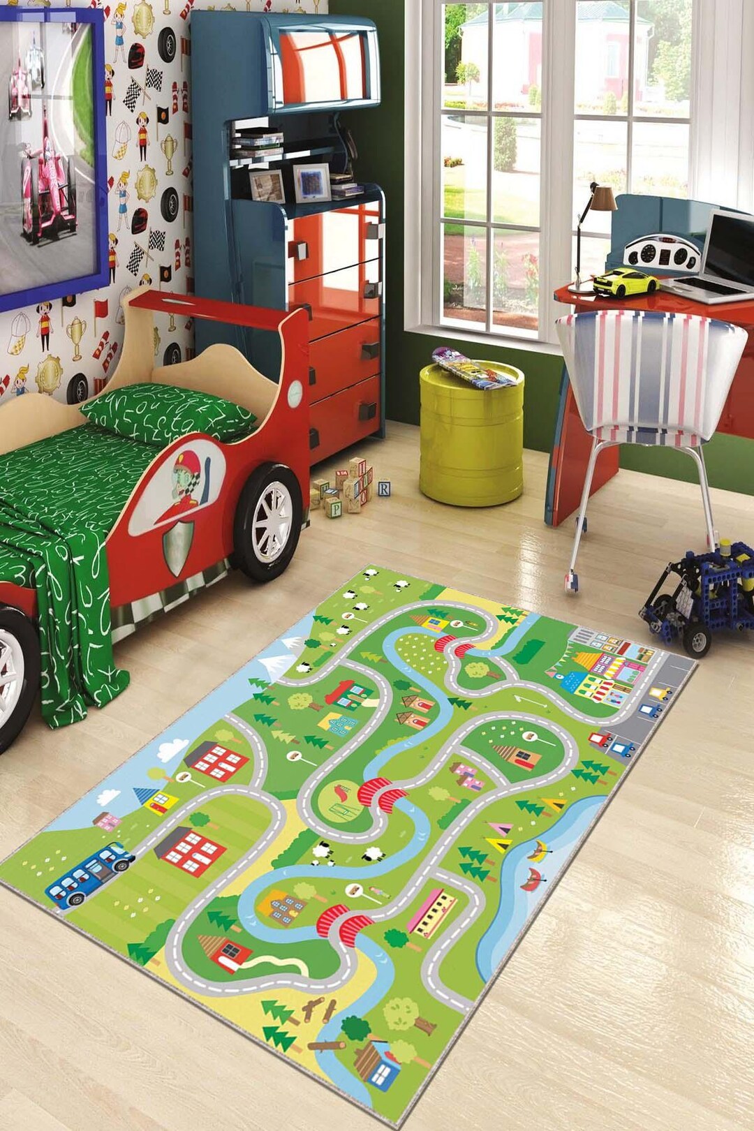 Kids Play Padding Rug City Kids Rug, Road Playground Carpet, Ultra Soft Nursery Kids Rug ...