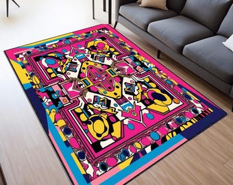Abstrakter Teppich, Abstrakter Teppich, Waschbarer Teppich, Teppich für Wohnzimmer, Schlafzimmer, Digitaldruck, Moderner Teppich, Geschenkteppich, Farbe