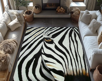 Zebra Rug, Zebra Pattern Rug, Abstract Rug, Modern Rugs, Luxury Rug, Gift For Him, Gift For The Home, Door Mat, Salon Decor Rug, Home Decor,