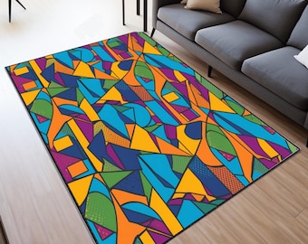 Abstrakter Teppich, Abstrakter Teppich, Waschbarer Teppich, Teppich für Wohnzimmer, Schlafzimmer, Digitaldruck, Moderner Teppich, Geschenkteppich, Farbe