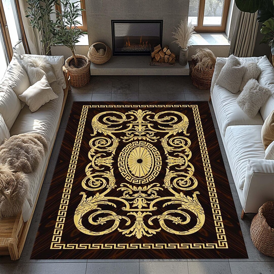 Gold Rug,black Rug, Gold Line Rug, Turkish Rug, Gothıc Rug, Wool Rug ...