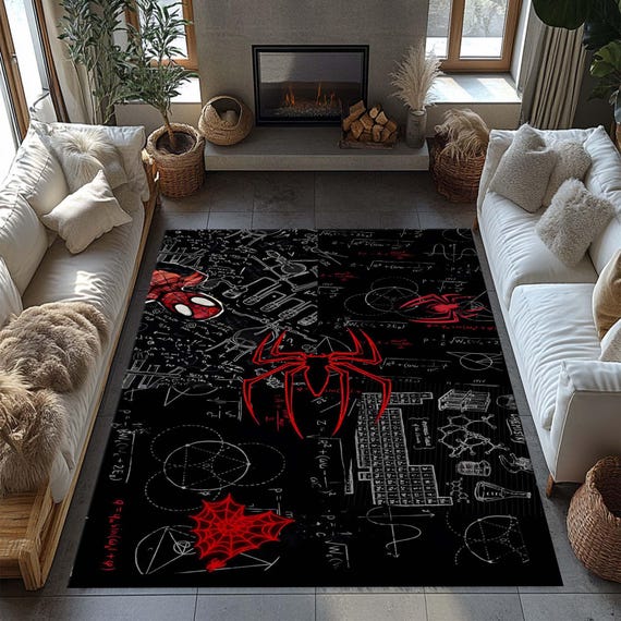Spiderman Rug, Cartoon Rug, Home Decor Rug, Game Room Rug, Boy Room Rug, Area Rug, Machine Washable Rug, Children Rugs, Gift for Him, Carpet
