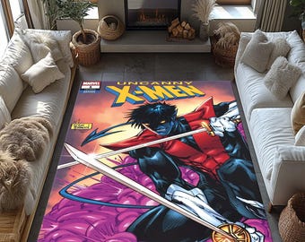 X-Men, Magazine Cover, Comic Book, Legendary Hero, Cartoon Cover Rug, Chield Rug, Superhero Rug, Nightcrawler,