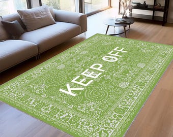 Keep Off Rug, Modern Dark Grey Area Rug, Personalized Gift