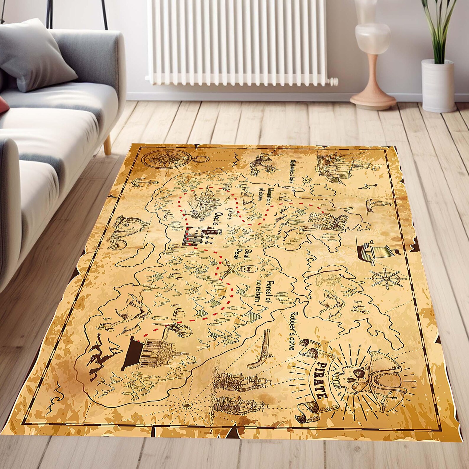 Pirate Map, Earth Map, Earth Map Rugs, Map, Retro Map Rug, Map Rugs ...
