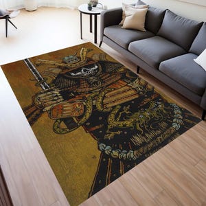 Japan Rug, Samurai Rug, Japan Themed Rug, Skull Rug