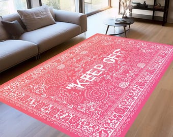 Keep Off Modern Rug, Personalized Home Decor, Dark Grey Accent