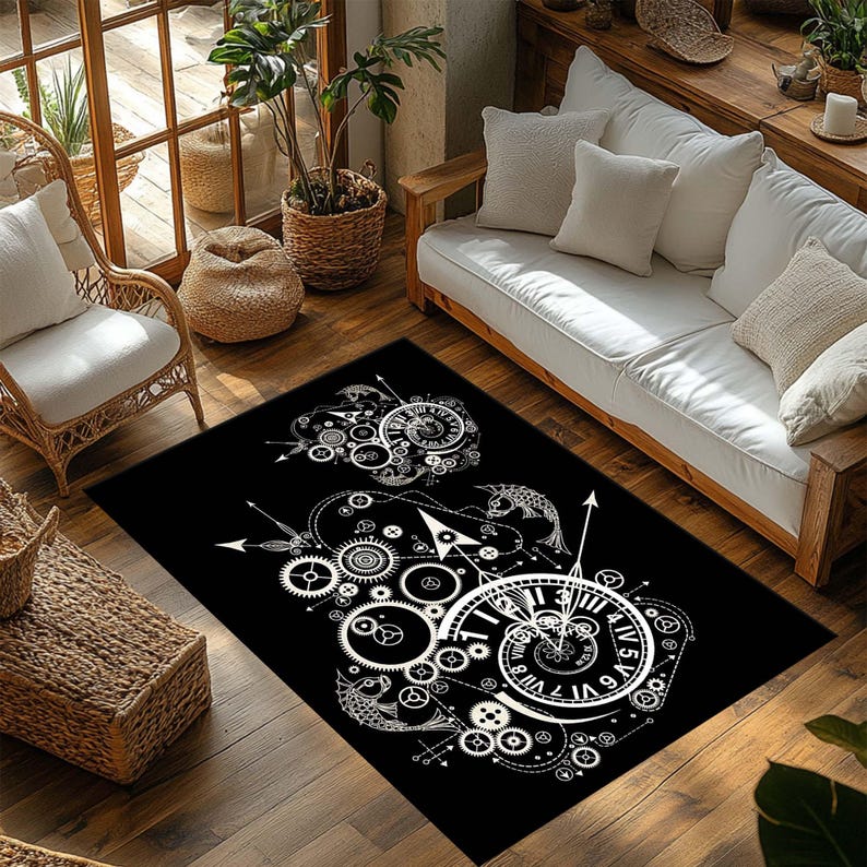 Surreal Clock Rug, Modern Distorted Time Area Rug - Etsy