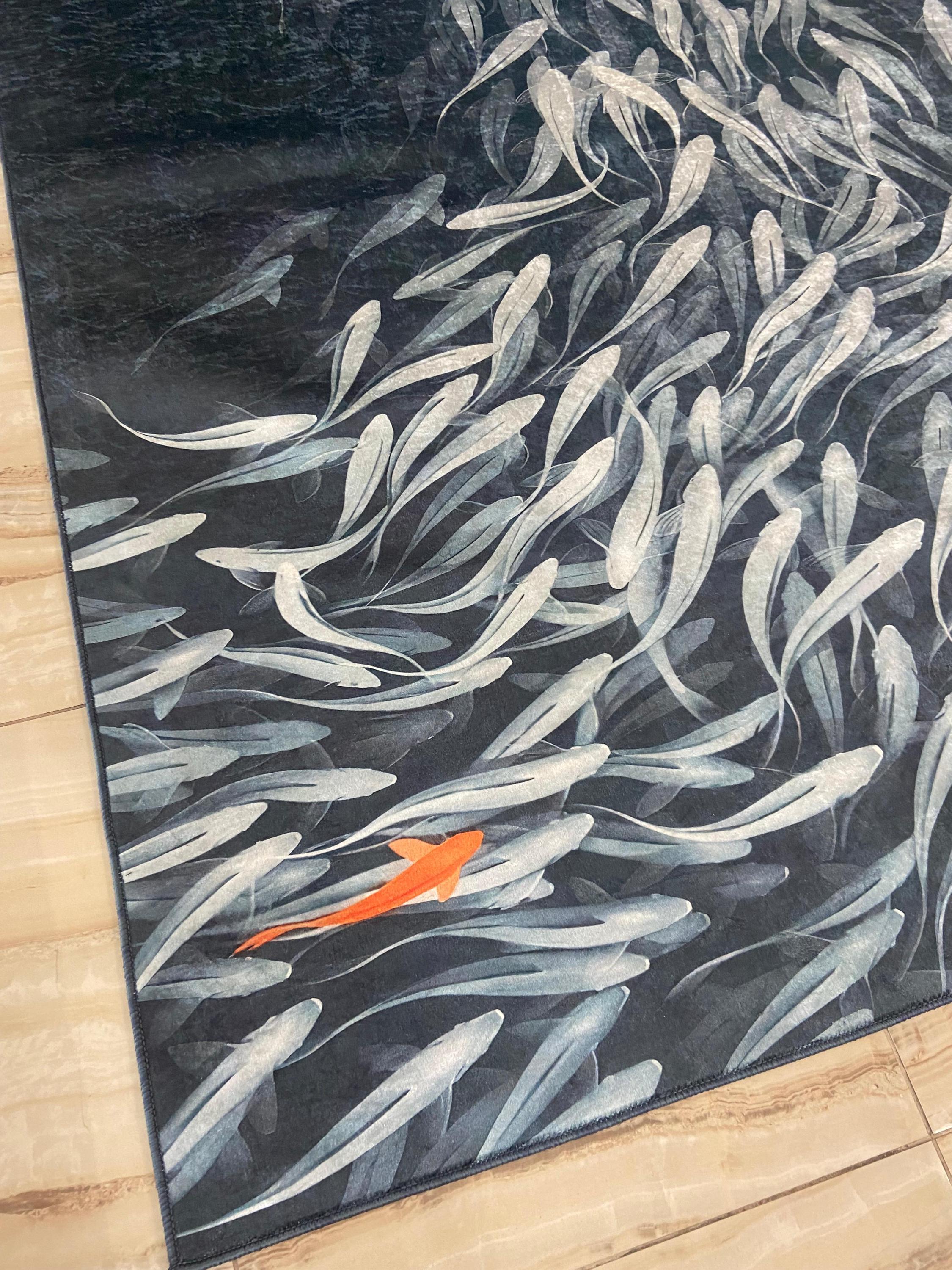 Custom Fish Can Rug Fish Pattern Rug, Ocean-themed Carpet, Coastal Decorative Rug ...