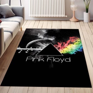 Pink Floyd Rug, Music Band Rug, Music Decor Rug,Music Lovers Rug, Floor Rug, Custom Image Rug, Living Room Rug, Modern Rug, Her For Gift Rug