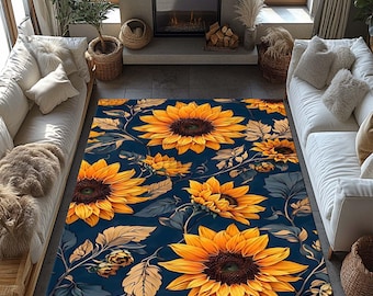Alfombra de girasoles, decoración floral para cocina, sala y dormitorio, diseño amarillo colorido, decoración del hogar para otoño, regalo para él