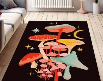 Alfombra de setas, increíble alfombra decorativa, alfombra plana, alfombra de regalo de setas, decoración de setas, alfombra floral de setas, alfombra de interior, alfombra de decoración para el hogar, alfombras para nerds