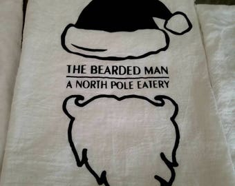Santa Clause Bearded Man Eatery Cotton Tea Towel