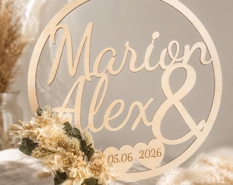 Ghirlanda in legno per porta | Cartello personalizzato per porta con fiori secchi | Decorazione boho per porta d'ingresso | Regalo di inaugurazione della casa | Regalo di nozze personalizzato