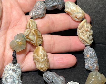 Alxa gobi desert agate bracelet, Mongolian desert stone beaded bracelet, handmade natural raw Gobi agate bracelet.