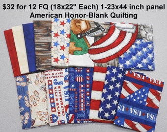 American Honor USA Flags 12 FQ Bundle Fat quarters (each 18x22) by Blank Quilting 100% Cotton NEW Fabric Red White Blue